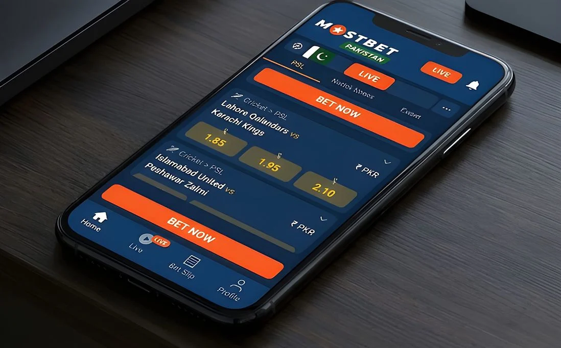 Mostbet Pakistan platform interface showing cricket betting and PKR support